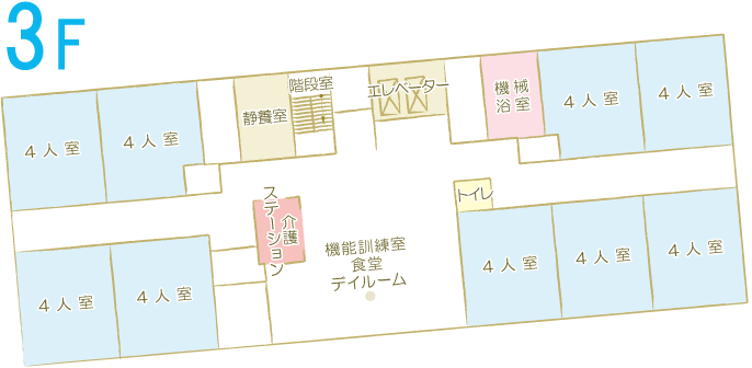 施設のご案内 - フロアのご案内 | 矢那梅の香園 | 特別養護老人ホーム